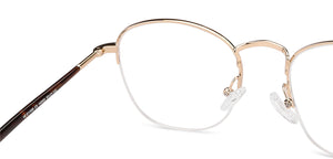 Gold Round Half Rim Medium Unisex Eyeglasses by Vincent Chase-140508