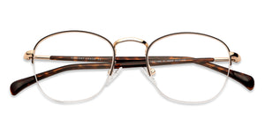 Gold Round Half Rim Medium Unisex Eyeglasses by Vincent Chase-140508