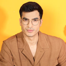 Load image into Gallery viewer, Gold Round Full Rim Narrow Unisex Eyeglasses by Vincent Chase-140394