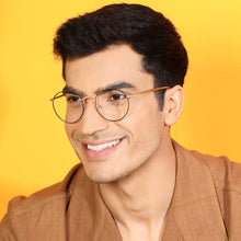 Load image into Gallery viewer, Gold Round Full Rim Narrow Unisex Eyeglasses by Vincent Chase-140394