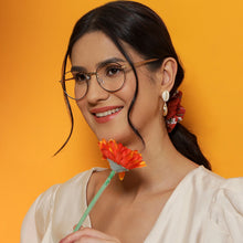 Load image into Gallery viewer, Gold Round Full Rim Narrow Unisex Eyeglasses by Vincent Chase-140394