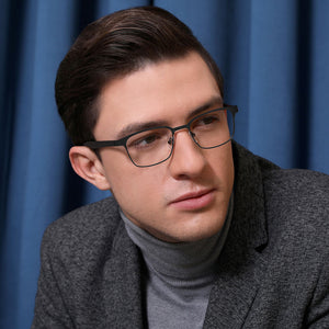 Black Rectangle Full Rim Unisex Eyeglasses by Vincent Chase Online-130665