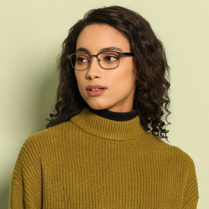 Gunmetal Rectangle Full Rim Unisex Eyeglasses by Vincent Chase Online-140511