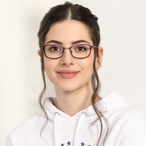 Purple Rectangle Full Rim Unisex Eyeglasses by Vincent Chase VC-130669