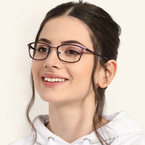 Purple Rectangle Full Rim Unisex Eyeglasses by Vincent Chase VC-130669