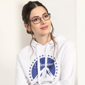 Purple Rectangle Full Rim Unisex Eyeglasses by Vincent Chase VC-130669