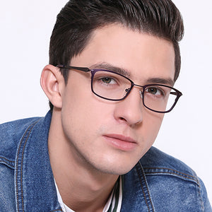 Purple Rectangle Full Rim Unisex Eyeglasses by Vincent Chase VC-130669