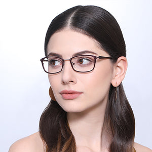 Brown Rectangle Full Rim Unisex Eyeglasses by Vincent Chase VC-130670