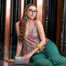 Load image into Gallery viewer, Blue Rectangle Full Rim Women Eyeglasses by Vincent Chase Online-130626