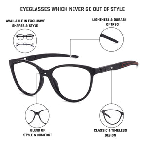 Black Cat Eye Full Rim Women Eyeglasses by Lenskart Air Online-130636