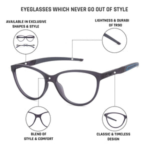 Grey Cat Eye Full Rim Women Eyeglasses by Lenskart Air Online-130637