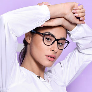 Grey Cat Eye Full Rim Women Eyeglasses by Lenskart Air Online-130637