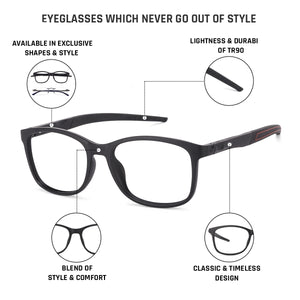Black Rectangle Full Rim Unisex Eyeglasses by Lenskart Air Online-130638