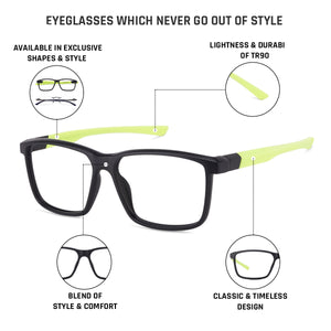 Black Rectangle Full Rim Unisex Eyeglasses by Lenskart Air Online-130646
