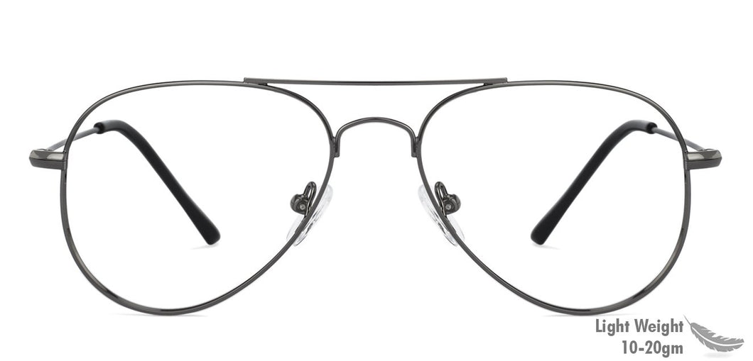 Gunmetal Aviator Full Rim Unisex Eyeglasses by Vincent Chase VC-130649