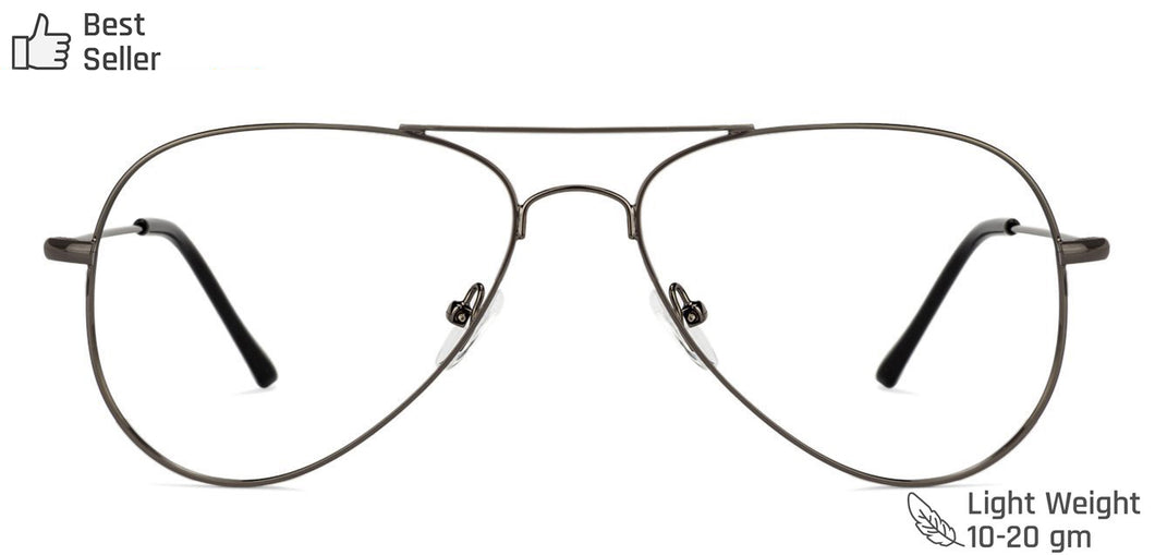 Gunmetal Aviator Full Rim Unisex Eyeglasses by Vincent Chase Online-130652