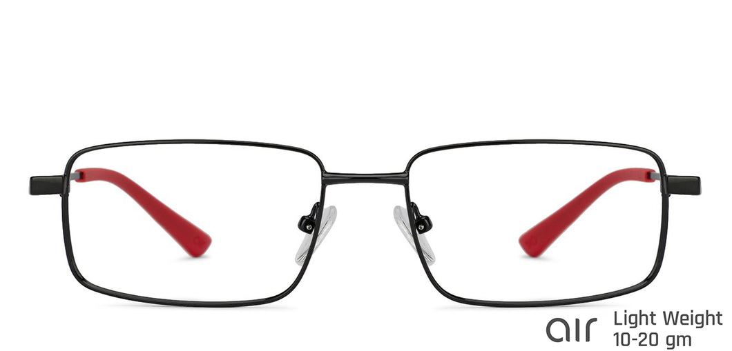 Black Rectangle Full Rim Unisex Eyeglasses by Lenskart Air Online-130653