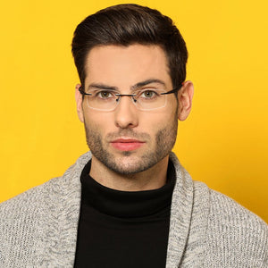Black Rectangle Rimless Unisex Eyeglasses by Lenskart Air Online-130859