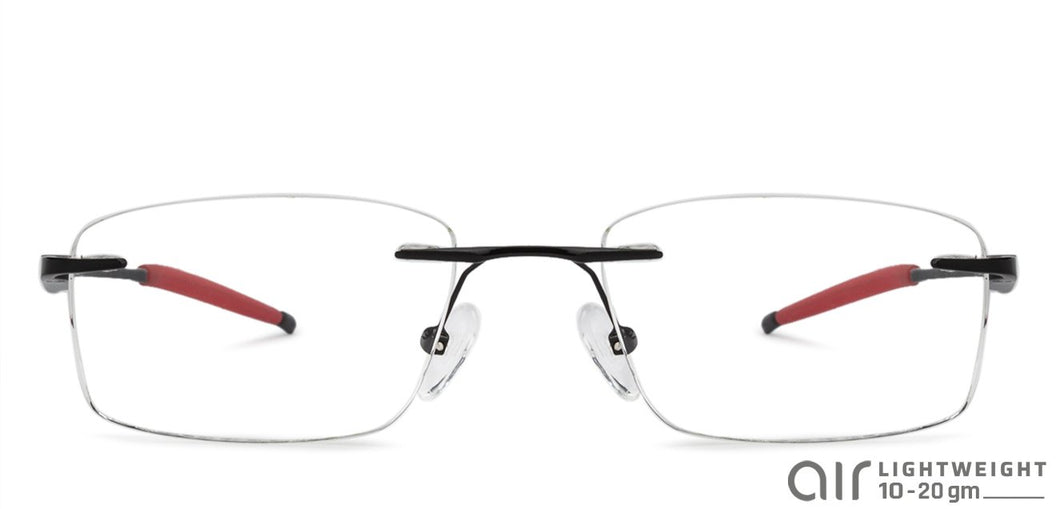 Black Rectangle Rimless Unisex Eyeglasses by Lenskart Air Online-130859