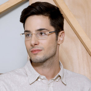 Tortoise Rectangle Rimless Unisex Eyeglasses by Vincent Chase VC-131463