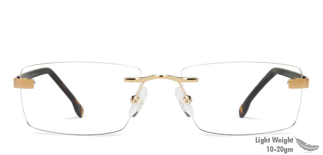 Tortoise Rectangle Rimless Unisex Eyeglasses by Vincent Chase VC-131463