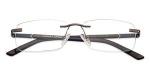 Blue Rectangle Rimless Unisex Eyeglasses by Vincent Chase Online-131466