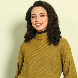 Gold Rectangle Rimless Narrow Unisex Eyeglasses by Vincent Chase-140399