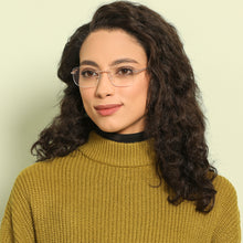 Load image into Gallery viewer, Gold Rectangle Rimless Narrow Unisex Eyeglasses by Vincent Chase-140399