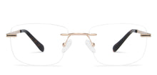 Load image into Gallery viewer, Gold Rectangle Rimless Narrow Unisex Eyeglasses by Vincent Chase-140399