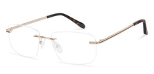 Load image into Gallery viewer, Gold Rectangle Rimless Narrow Unisex Eyeglasses by Vincent Chase-140399