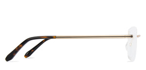 Gold Rectangle Rimless Narrow Unisex Eyeglasses by Vincent Chase-140399