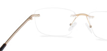 Load image into Gallery viewer, Gold Rectangle Rimless Narrow Unisex Eyeglasses by Vincent Chase-140399