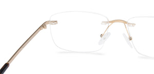 Gold Rectangle Rimless Narrow Unisex Eyeglasses by Vincent Chase-140399