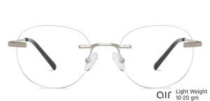 Silver Round Rimless Narrow Unisex Eyeglasses by Vincent Chase-140395