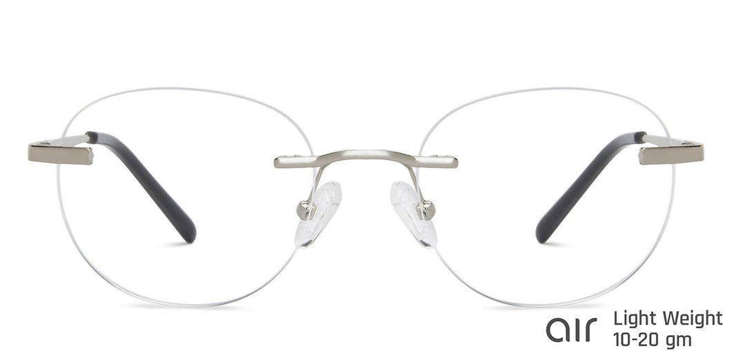 Silver Round Rimless Narrow Unisex Eyeglasses by Vincent Chase-140395