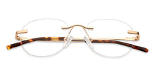 Load image into Gallery viewer, Gold Round Rimless Narrow Unisex Eyeglasses by Vincent Chase-143576