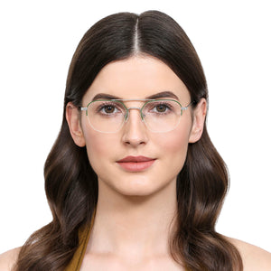 Silver Geometric Half Rim Unisex Eyeglasses by Vincent Chase VC-131484