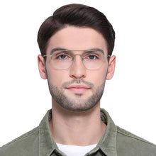 Load image into Gallery viewer, Silver Geometric Half Rim Unisex Eyeglasses by Vincent Chase VC-131484