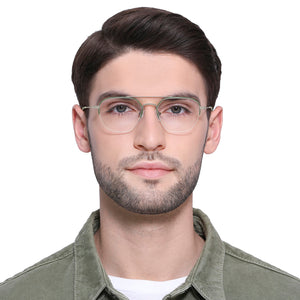 Silver Geometric Half Rim Unisex Eyeglasses by Vincent Chase VC-131484