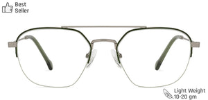 Silver Geometric Half Rim Unisex Eyeglasses by Vincent Chase VC-131484