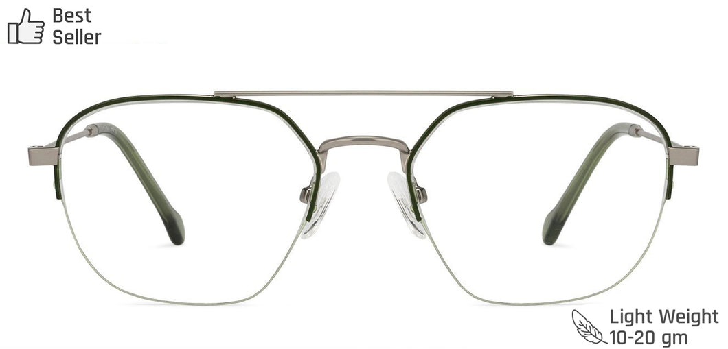 Silver Geometric Half Rim Unisex Eyeglasses by Vincent Chase VC-131484