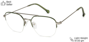 Silver Geometric Half Rim Unisex Eyeglasses by Vincent Chase VC-131484