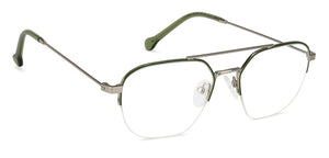 Silver Geometric Half Rim Unisex Eyeglasses by Vincent Chase VC-131484