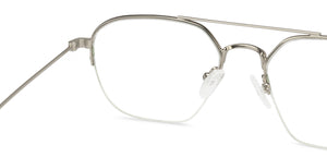 Silver Geometric Half Rim Unisex Eyeglasses by Vincent Chase VC-131484