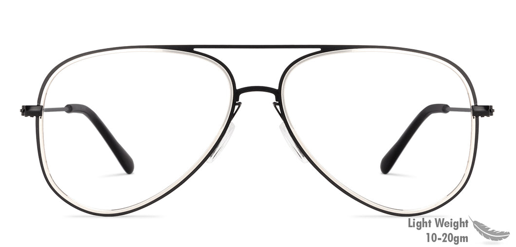 Black Aviator Full Rim Unisex Eyeglasses by Vincent Chase Essentials-131486