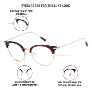 Red Round Full Rim Women Eyeglasses by Vincent Chase Online-131809