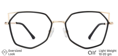 Black Hexagonal Full Rim Women Eyeglasses by Lenskart Air Online-131810