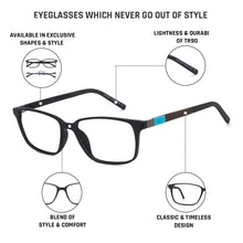 Load image into Gallery viewer, Black Rectangle Full Rim Unisex Eyeglasses by Lenskart Air Online-131936