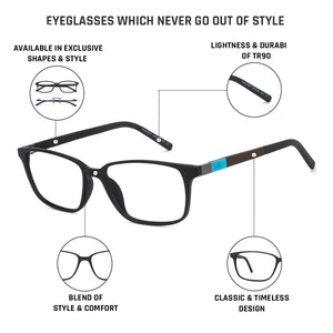 Black Rectangle Full Rim Unisex Eyeglasses by Lenskart Air Online-131936