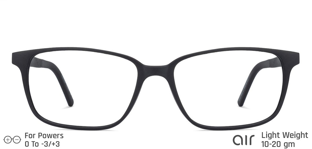 Black Rectangle Full Rim Unisex Eyeglasses by Lenskart Air Online-131936
